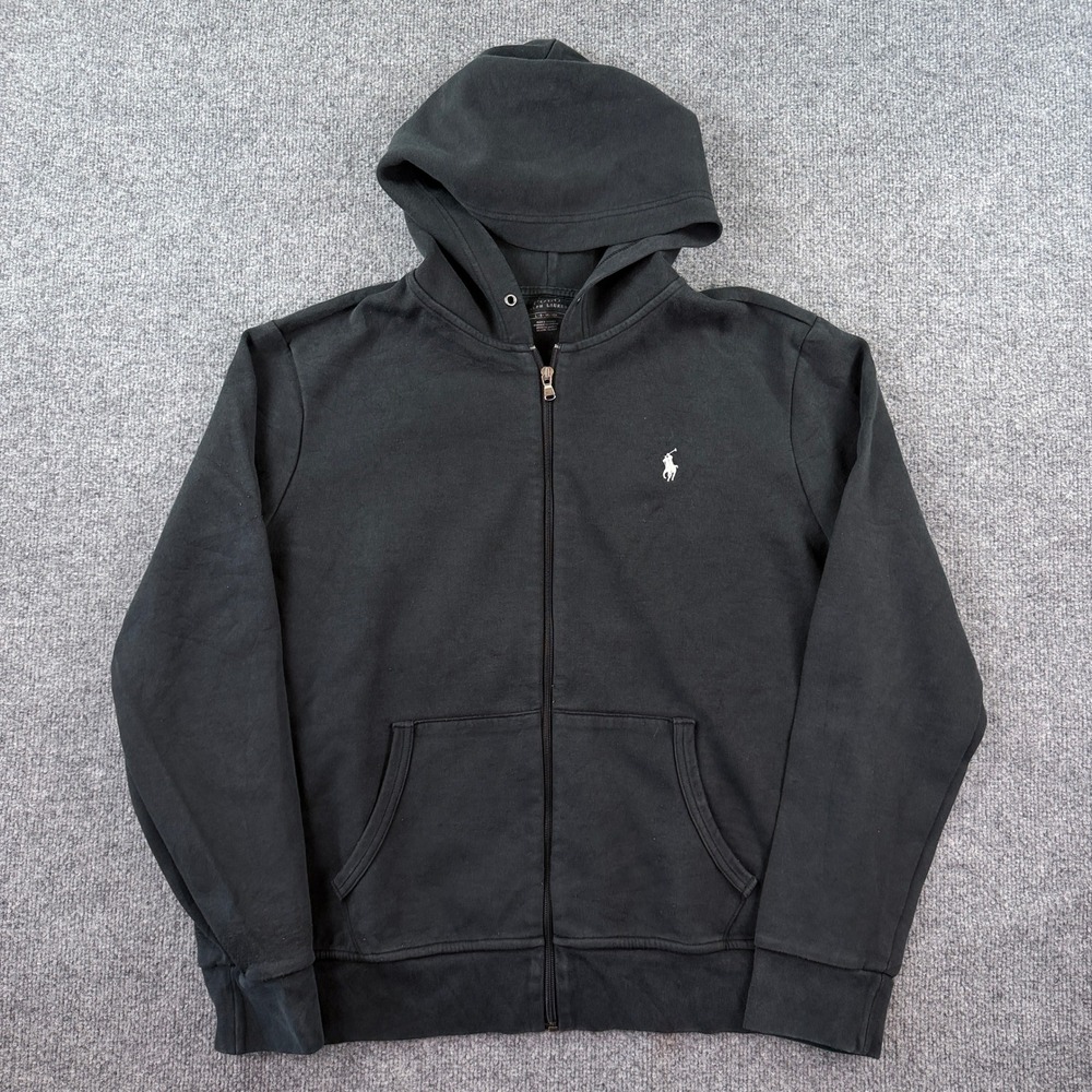 Polo Ralph Lauren Hoodie Mens L Black Full Zip Sweatshirt Performance Pony